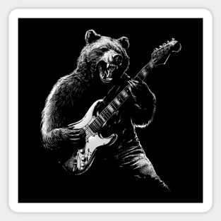 Grizzly Grooves: Bass Master Bear Guitar Player Sticker